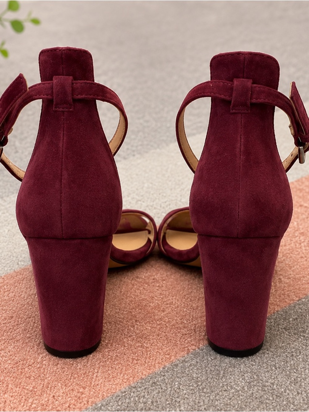 Vince Camuto Wine Suede Ankle-Strap Open-Toe Heels - Picture 4 of 6